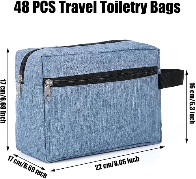 48 Pcs Travel Toiletry Bag for Men Women Bulk Large Water Resistant Shaving Bag Hanging Cosmetic Bag Makeup Travel Pouch Foldable Toiletry Organizer (48, Light Blue) - Image 2
