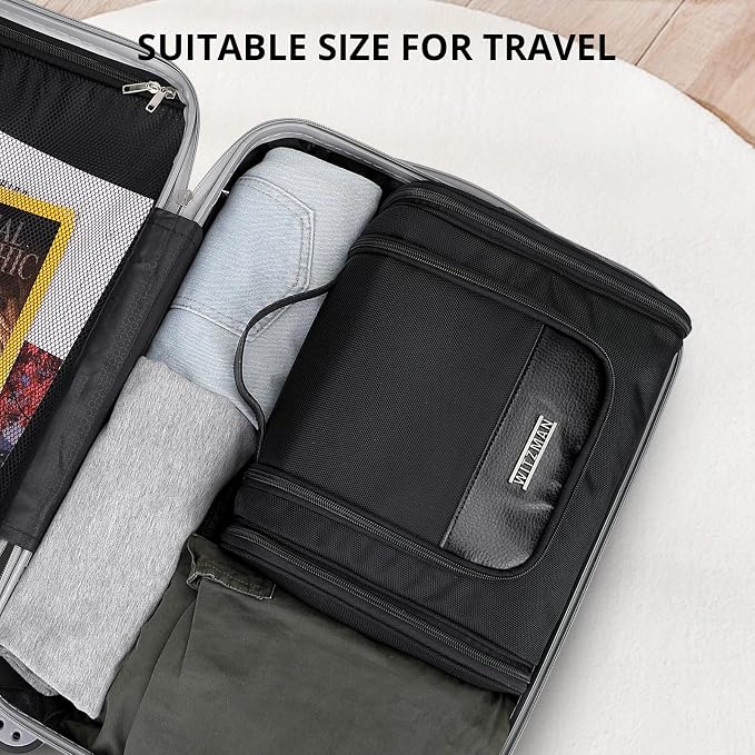 WITZMAN Toiletry Bag for Men Nylon Hanging Water-resistant Shaving Dopp Kit | With Dry-wet Separation Pocket, Multi-pockets for Organized Storage, Lightweight, For Travel, Bathroom, B690 Black - Image 8