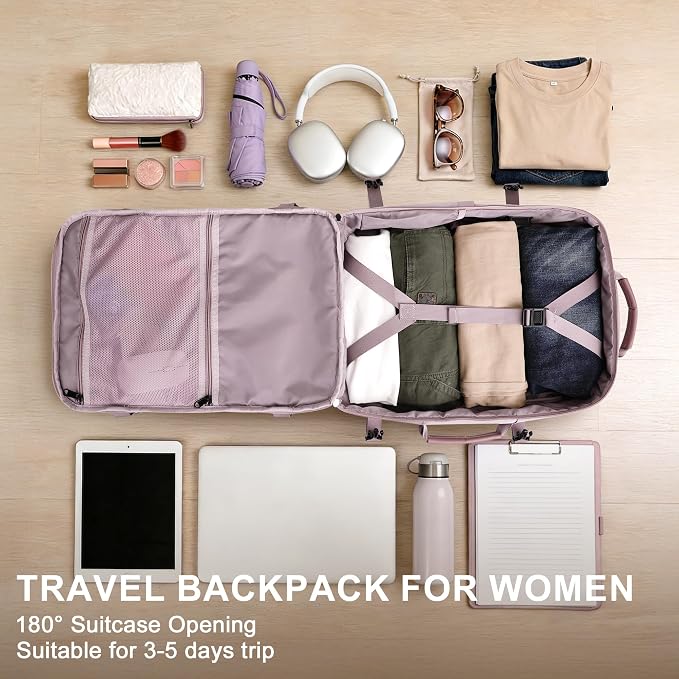 PIJUSHI Travel Backpack for Women, Fits 16" Laptop, Expandable 30L to 35L | Airline Approved Carry-on Luggage with Padded Laptop Compartment, USB Port, Wet Pocket, For Business, Commute - Image 8
