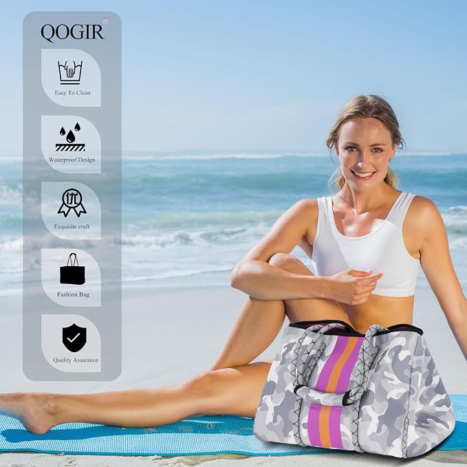 QOGiR Neoprene Multipurpose Beach Bag Tote with Inner Zipper Pocket … … … … - Image 6