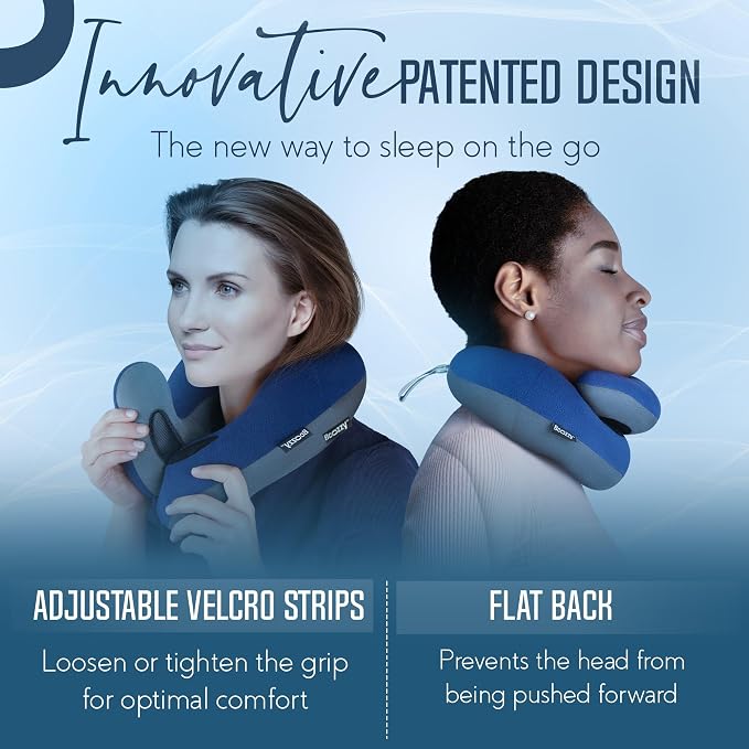 BCOZZY Organic Cotton Double Support Neck Pillow for Travel - 3 Ergonomic Positions for Head, Neck, and Chin Comfort - Ideal for Sleeping Upright on Flights, Cars, and at Home – Large, Navy - Image 5