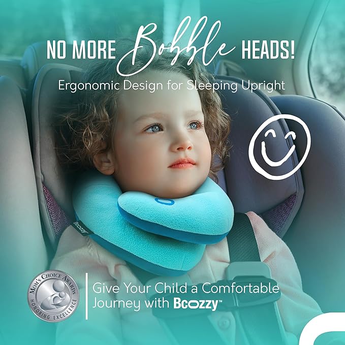 BCOZZY Kids Chin Supporting Travel Pillow for Ages 3–7- Patented Soft Neck Pillow for Head and Chin Support in Car Seat and Airplane. Comfortable Travel Essential. Small Size, Bag, Light Purple - Image 2