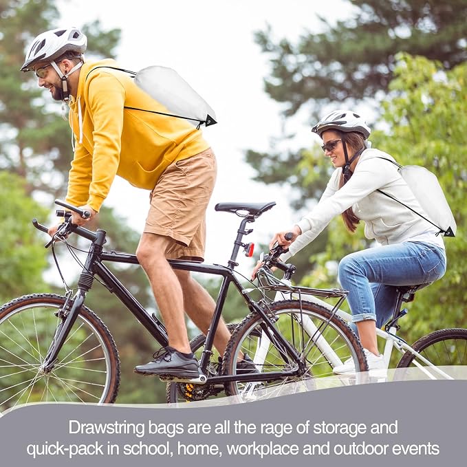 Shappy Drawstring Backpack Bulk Sports Gym Cinch Bag Polyester String Bag for Men Women(White,75 Pcs) - Image 5
