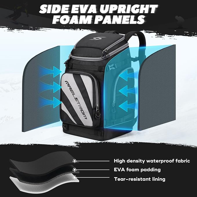 Maelstrom Ski Boot Bag,55L Large Ski Boots Travel Backpack for Men Women,Waterproof Snowboard Boot Bag for Skis Accessories - Image 6