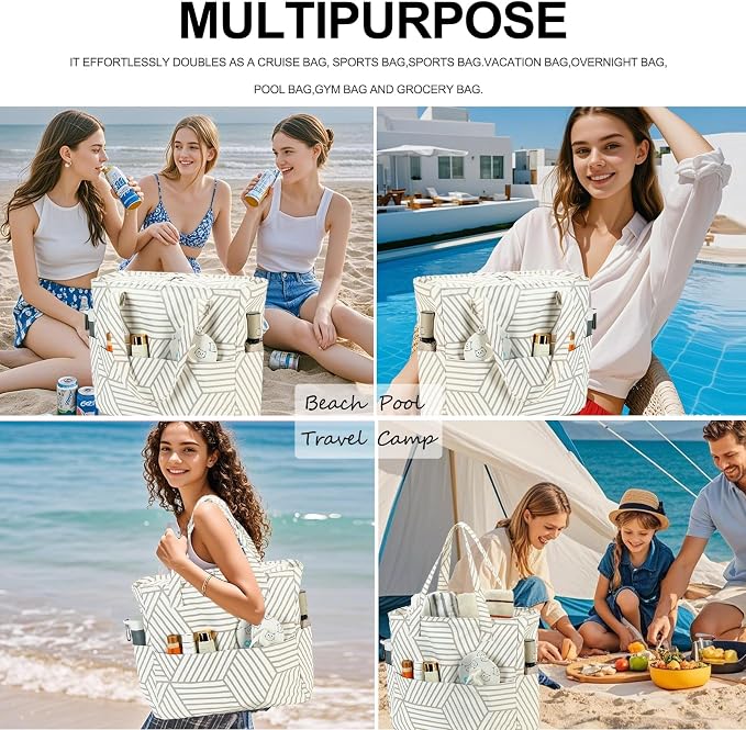 Bluboon Waterproof Beach Tote Pool Bags for Women Ladies Extra Large Carry On Bag With Wet Compartment for Weekender Travel - Image 2