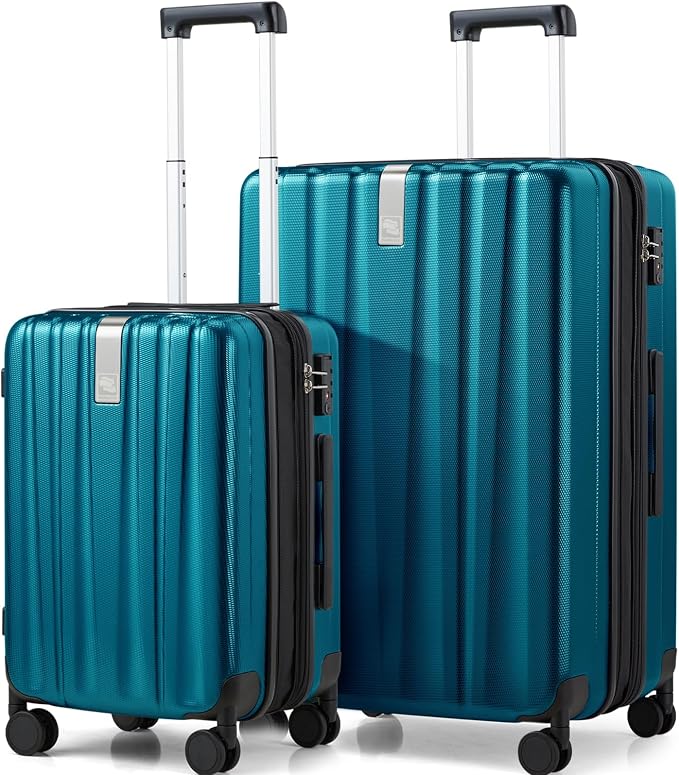 Hanke Expandable Hard Shell Luggage Sets 2 piece Carry on Luggage with Wheels Suitcases Lightweight Checked Tsa Luggage Rolling Large Suitcase Travel Luggage Bag Woman Men 20/29 Inch(Caribbean Blue) by Hanke