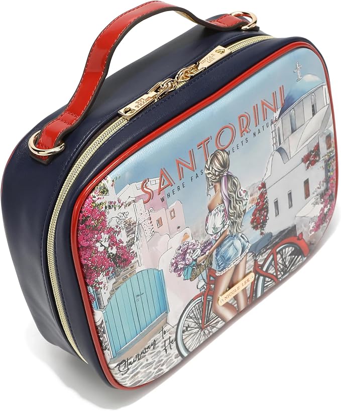 Nicole Lee Travel Handbag Crossbody Set with 3 Fashion Print Makeup Pouches, Women's Cosmetic Toiletry Organizer (Travel in Fashion) - Image 5