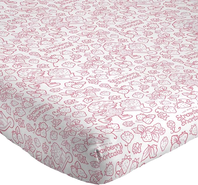 Jay Franco Kids Sheet Set with Fitted, Flat Sheets & Pillow Cover - Ultra-Soft Bedding with Pillowcase for Room Decor, Pink - Strawberry Shortcake, 4 Piece Queen - Image 2