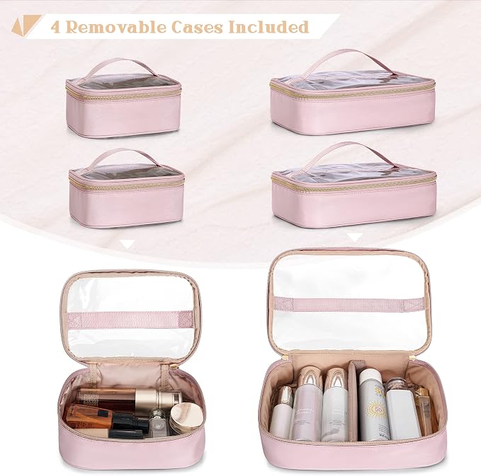 Professional Makeup Artist Bag, Large Makeup Organizer Travel Case | Makeup Bag with 4 Cosmetic Cases, Hair Tools Pocket, Makeup Kit Storage Section, Travel Organizer for Artist - Image 2