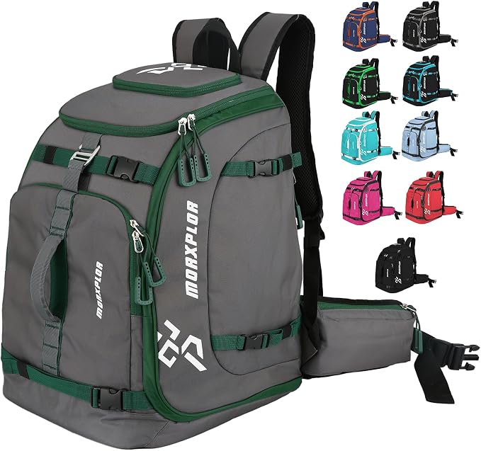 MORXPLOR Ski Boot Bag - 65L Padded, Waterproof Ski Travel Backpack for Gear & Accessories by MORXPLOR