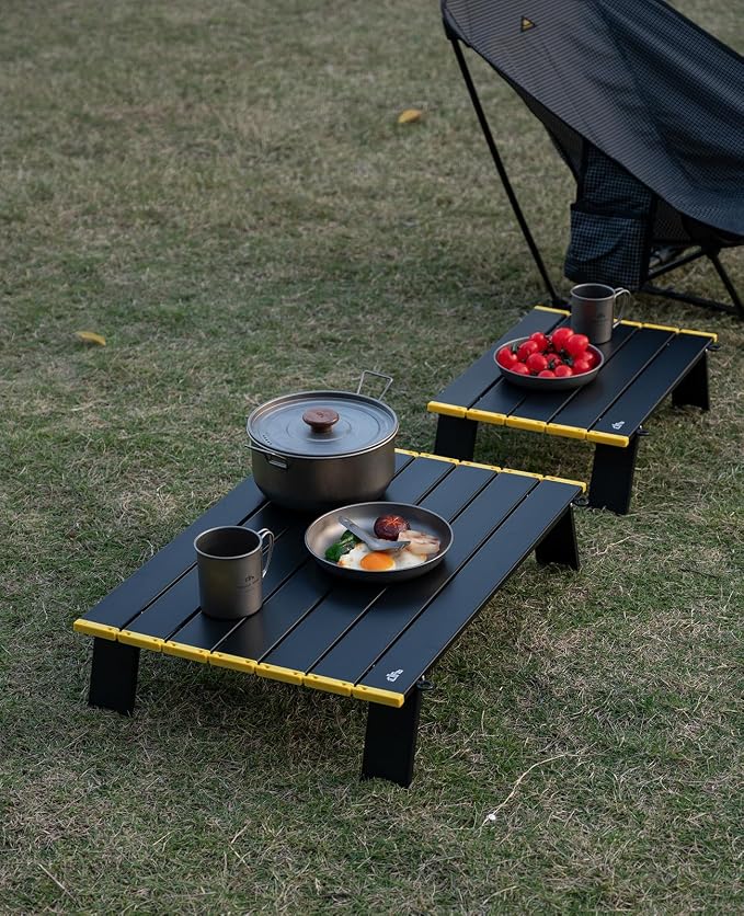 iClimb Ultralight Compact Mini Beach Picnic Folding Alu. Table with Carry Bag, Two Size (Black - S) - Image 2