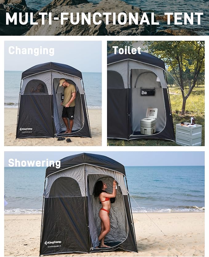 KingCamp Shower Tent, Portable Privacy Tent Outdoor Camping 1/2 Room Toilet Tents with Shower Bag & Dressing Room for Beach, Camping & Hiking - Image 7
