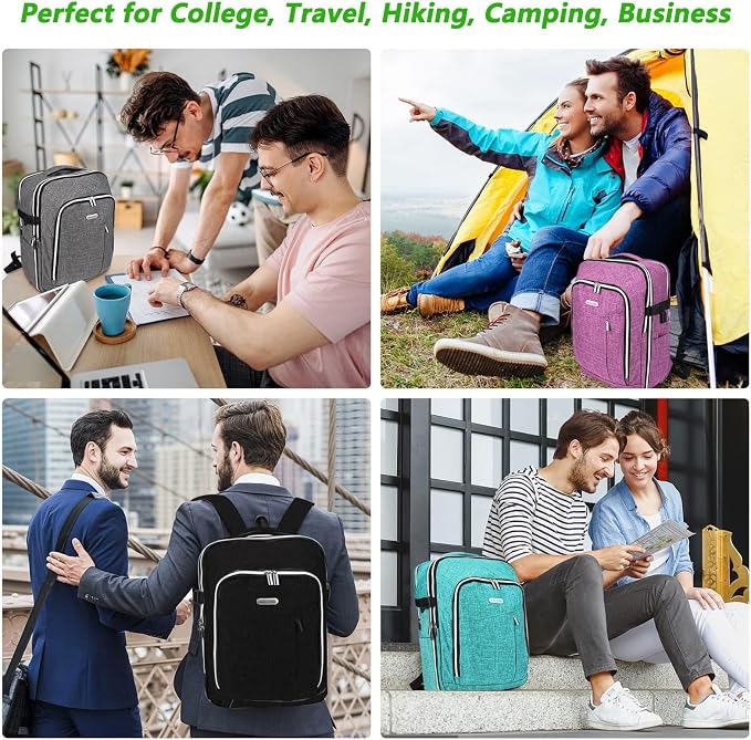 Personal Item Travel Carry On Luggage Backpack for Women Men Flight Approved Casual Weekender Laptop Bag for College Business Outdoors Hiking Water Resistant Lightweight Daypack with USB Charging Port - Image 6
