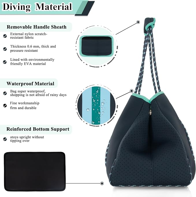 QOGiR Neoprene Multipurpose Beach Bag Tote with Inner Zipper Pocket … … … … - Image 5