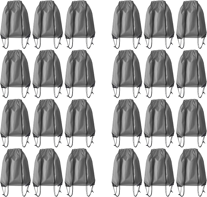 Drawstring Backpack Bulk 24Pcs Draw String Backpack Bags DIY Gym Sports Traveling Yoga Cinch Bag Sackpack Drawstring(grey) by Unknown