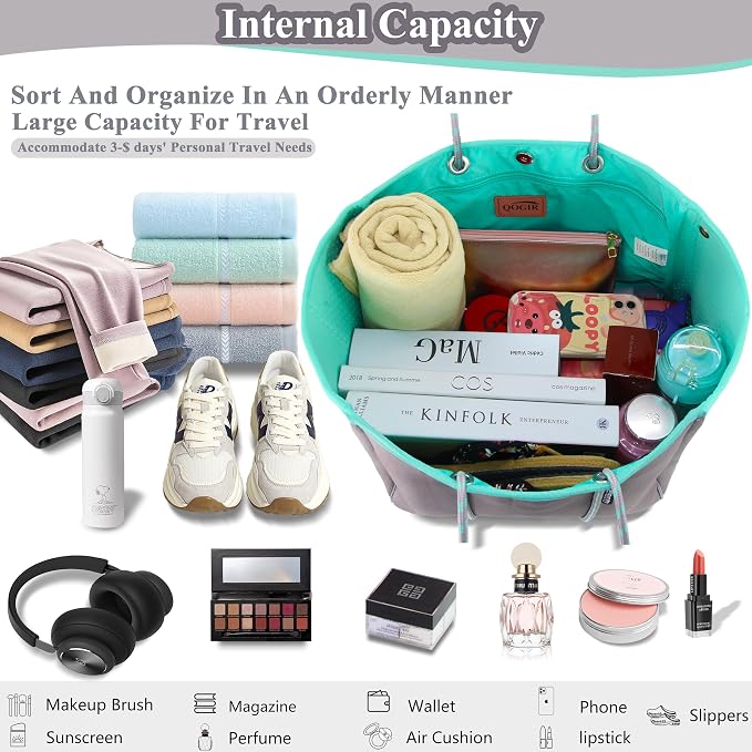 QOGiR Neoprene Multipurpose Beach Bag Tote with Inner Zipper Pocket … … … … - Image 3