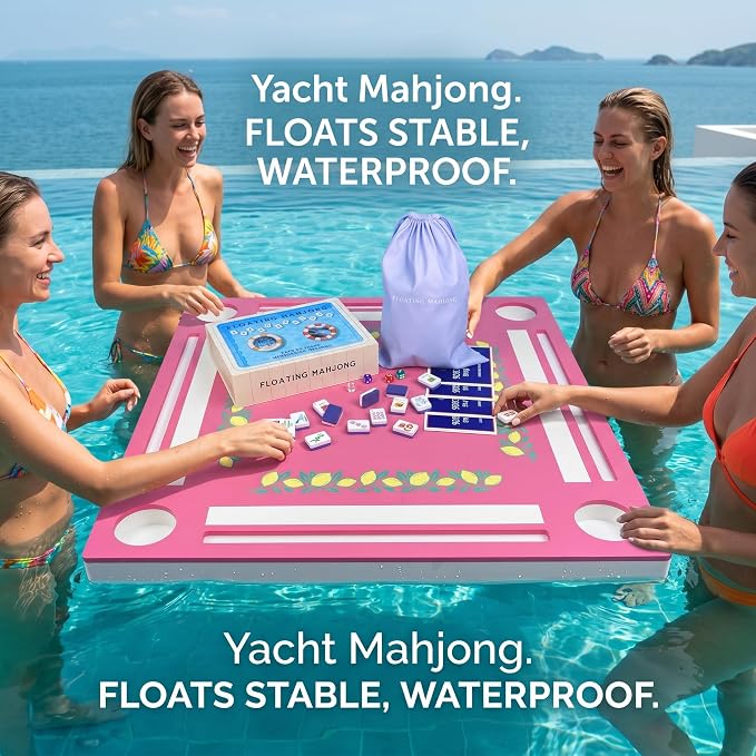 Floating Mahjong Tile Set for Pool,160 American Mahjong Tiles Waterproof EVA Foam with Dice Storage Bag for Pool Party Beach Vacation Summer Outdoor Game Set (White) - Image 4