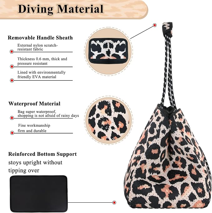 QOGiR Neoprene Multipurpose Beach Bag Tote with Inner Zipper Pocket … … … … - Image 4