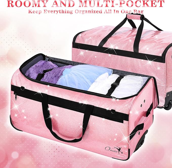 Dance Bag with Garment Rack and Curtain, 23" Rolling Dance Competition Duffle Bag with Garment Rack | Portable Dance Changing Room Suitcase for Dancers Athlete Livestreamer Cheerleaders - Image 4