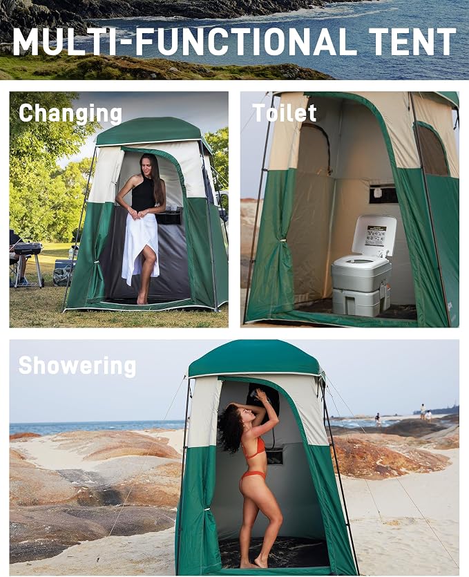 KingCamp Shower Tent, Portable Privacy Tent Outdoor Camping 1/2 Room Toilet Tents with Shower Bag & Dressing Room for Beach, Camping & Hiking - Image 7