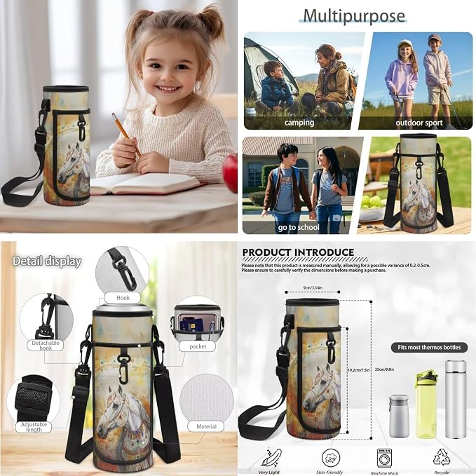 Horse Backpack for Kids Boys Preschool Elementary Backpacks with Reusable Lunch Bag Pencil Case Pouch Water Bottle Carrier Bag 4 PCS Set - Image 7
