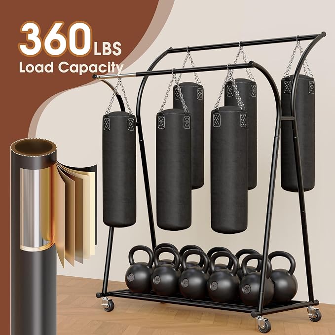 Raybee Clothes Racks for Hanging Clothes, Clothing Rack with Sturdy Wheels Load 360LBS, Portable Double Rod Garment Racks for Closet, Bedroom, Commercial Use, Black - Image 5