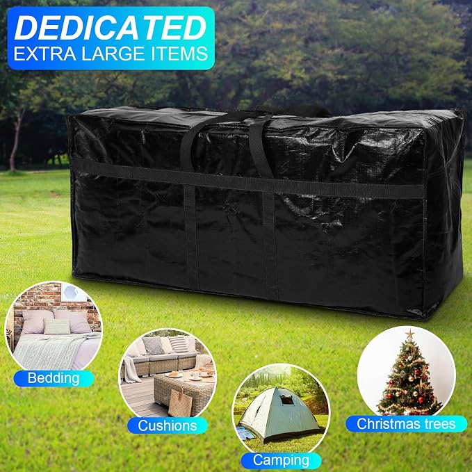 Windyun 4 Pack 57 Gallon Extra Large Moving Bags XXL Heavy Duty Storage Bag with Strong Zipper Handle Jumbo Big Tote Box Foldable for College Dorm Travel Clothes Duffle Blanket Pillow(Black) - Image 6