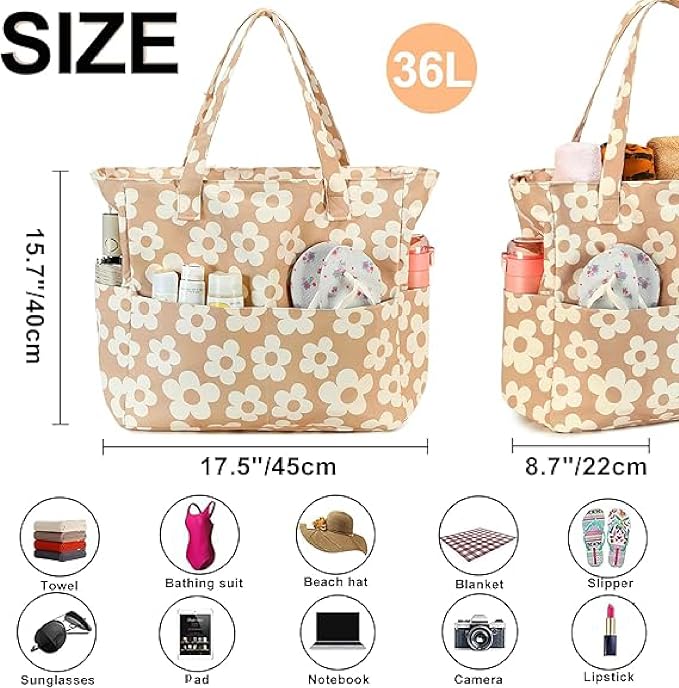 Bluboon Waterproof Beach Tote Pool Bags for Women Ladies Extra Large Carry On Bag With Wet Compartment for Weekender Travel - Image 5