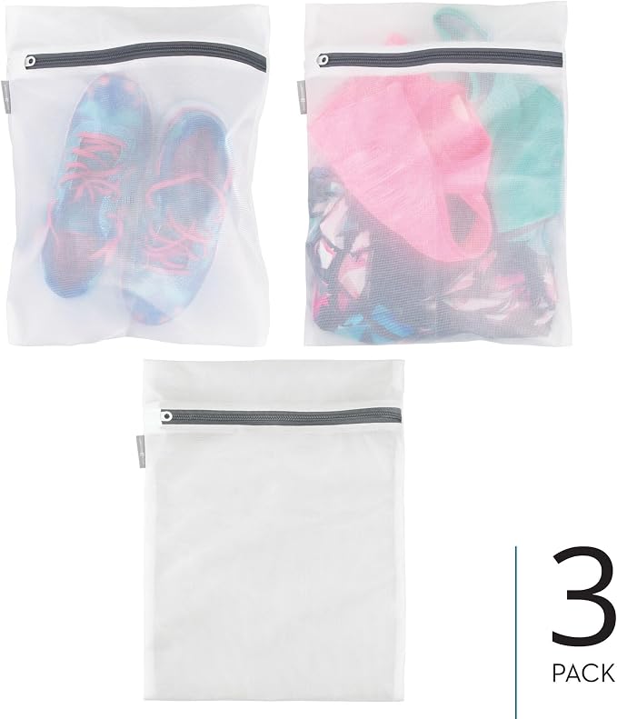 iDesign Medium Mesh Laundry Bag for Delicates - Set of 3 - White - Image 2