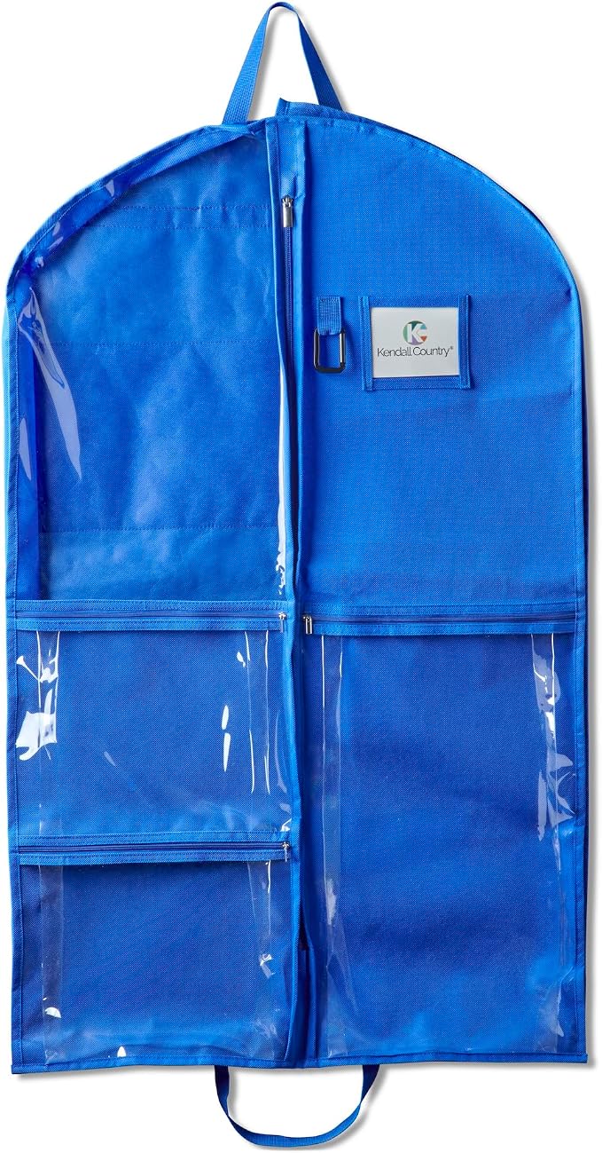 Waterproof Hanging Garment Bag 40 inch Clothes Bag with Gusset, 5 Pockets Side Zip for Dance Costumes Sports Skating Theatre Pageants Cheer Cosplay Kendall Country (Royal, 40 inch) - Image 6
