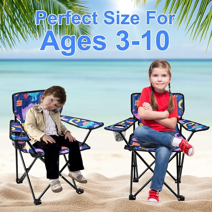 KABOER Kids Outdoor Folding Camping Chair with Cup Holder Carrying Bag | Portable Camping Chair for Beach Picnic Camping Travel Lawn Ages 3-10 - Image 7