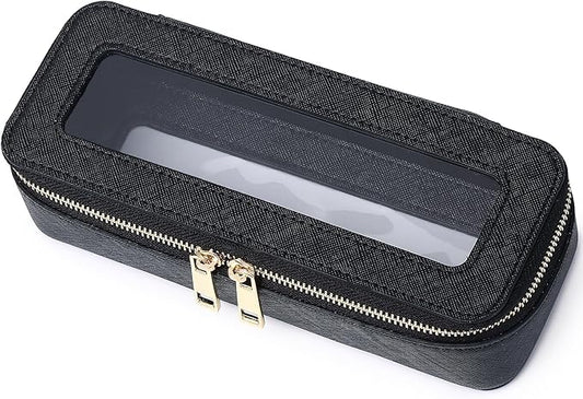 Pinkmik Makeup Brush Case, Black, SLIM | Clear Travel Cosmetic & Toiletry Bag, Small Makeup Bag, Zipper Purse Organizer, For Women by Pinkmik