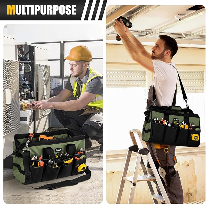 UUP 18-Inch Large Tool Bag, 16-Pocket Portable Tool Box Organizer Storage, Heavy Duty Tactical Toolbag with Big Zipper, Travel Carry Toolbox, Father Day Dad Men Electrician Contractor Welding Gift | 16 Pockets & MOLLE. Detachable Strap & Handle. Non-sl... - Image 7