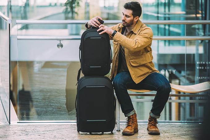 NOMATIC Navigator Carry-On 37L w/ 8L Built-In Expansion - Anti-Theft Carry-On for Airplane Travel - Premium Hardshell Roller Luggage, 17" Laptop Compartment, Black - Image 6