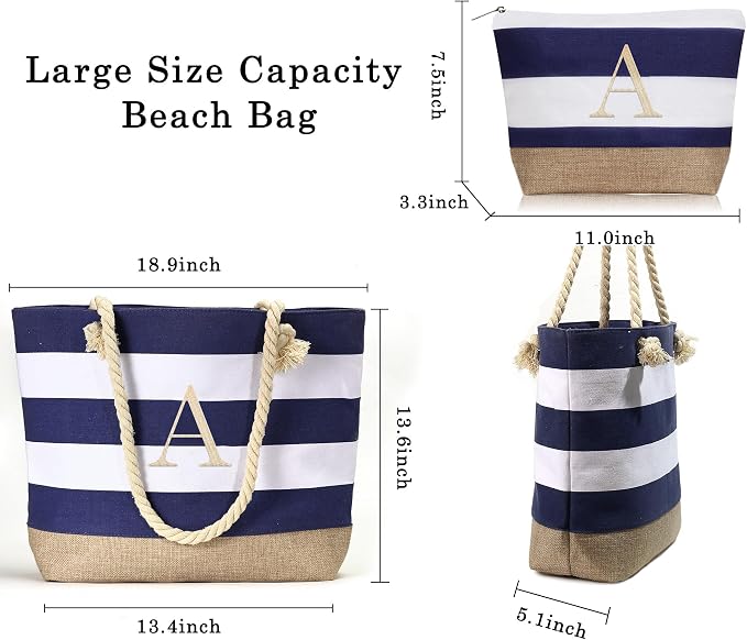 YOOLIFE Beach Bags for Women - Travel Canvas Beach Tote, Pool Waterproof Bag, Travel Essentials, Gifts for Women Birthday - Image 4