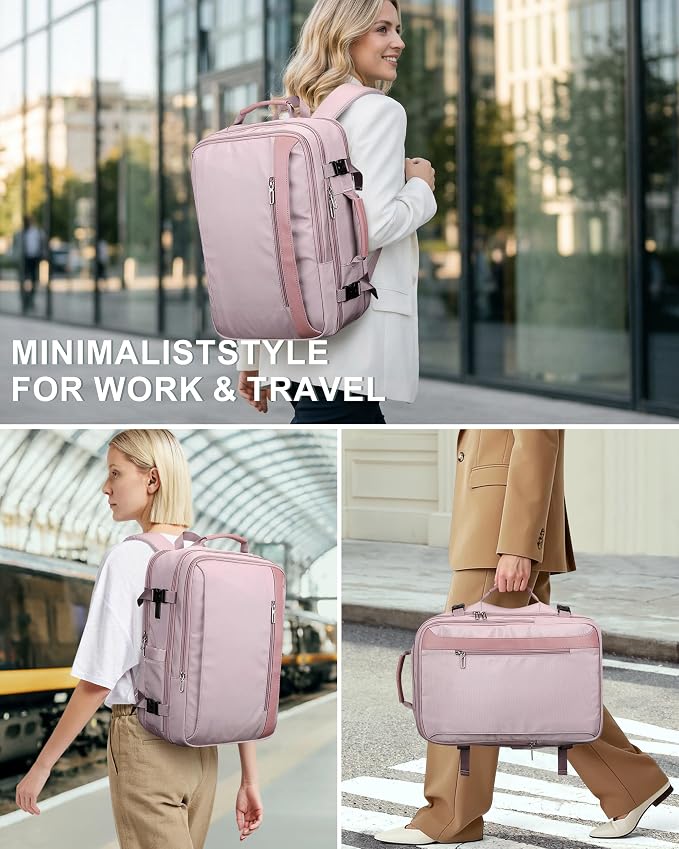 PIJUSHI Travel Backpack for Women, Fits 16" Laptop, Expandable 30L to 35L | Airline Approved Carry-on Luggage with Padded Laptop Compartment, USB Port, Wet Pocket, For Business, Commute - Image 2