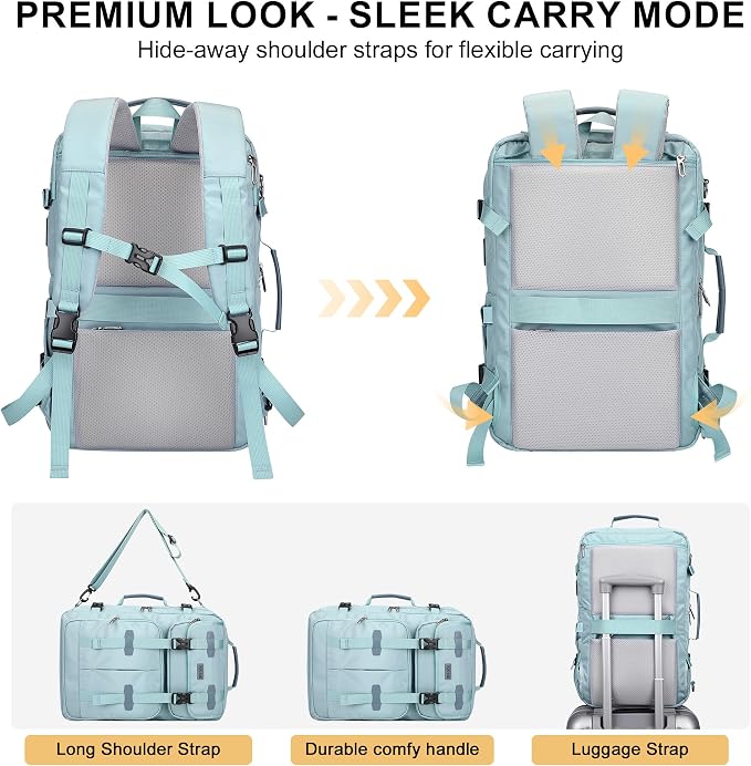 PIJUSHI Travel Backpack for Women, 3-In-1 Convertible Bag with Multi-Pocket | Carry On Luggage Duffle with 16" Laptop Compartment, Anti-Theft Back Pocket, USB Port for Daily, Airport - Image 3