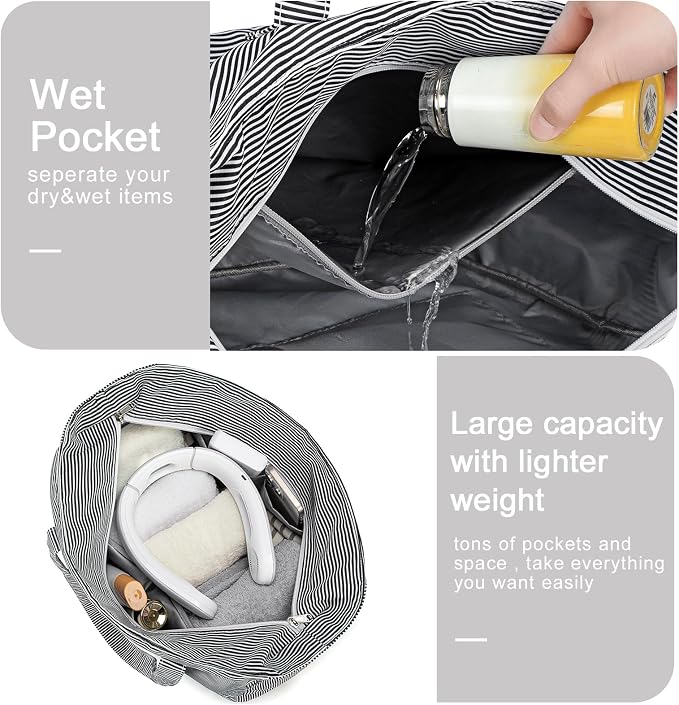Bluboon Waterproof Beach Tote Pool Bags for Women Ladies Extra Large Carry On Bag With Wet Compartment for Weekender Travel - Image 5