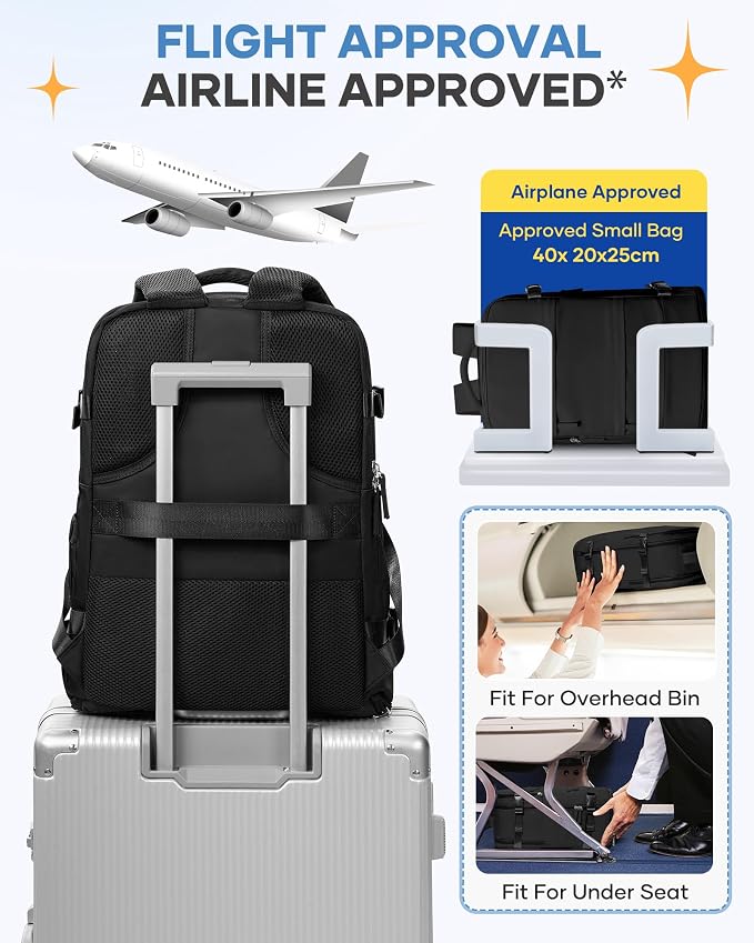 coofay Travel Backpack For Women Men Airline Approved Carry On Backpack Flight Approved Waterproof Sports Luggage Backpack Casual Daypack Small Hiking Backpacks Black Backpacks - Image 8