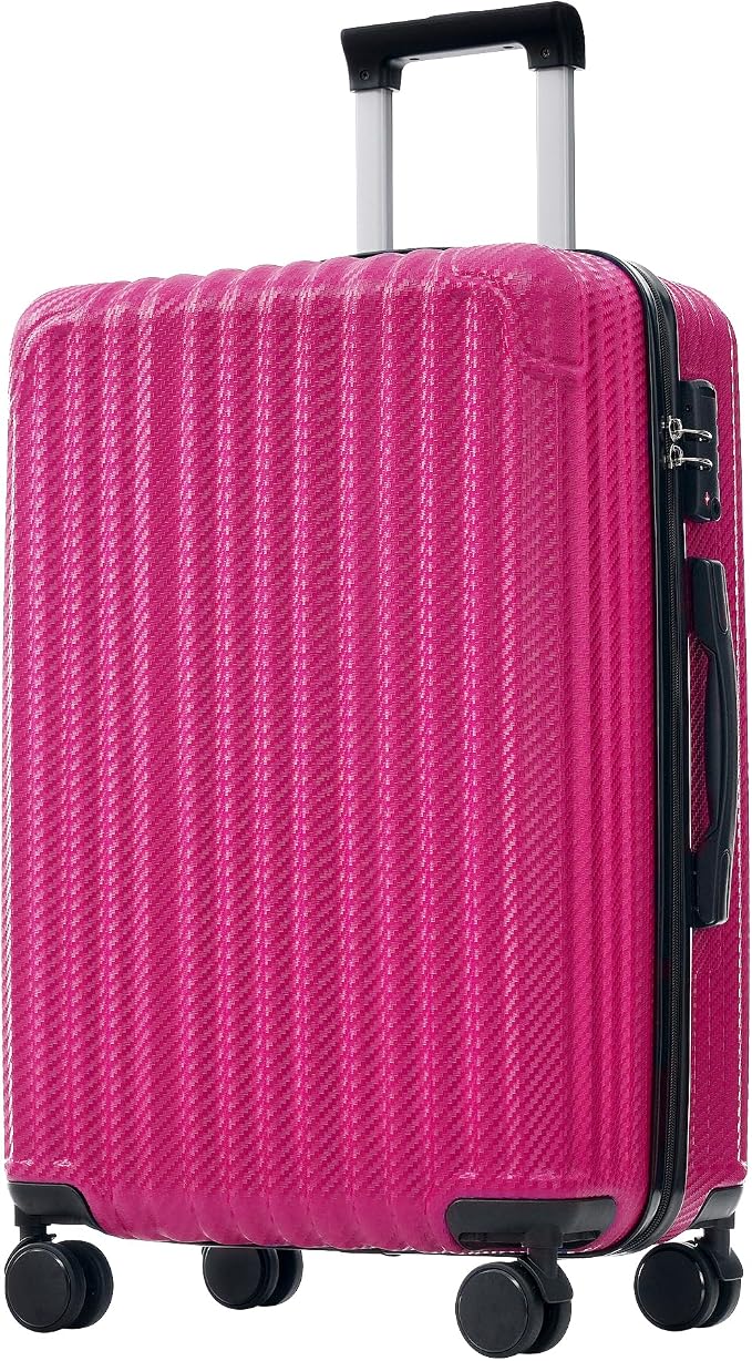 Dark Pink 6 Piece Luggage Set Hard Shell - Traveling Suitcases with Spinner Wheels and Small Cases for Family Travel, Durable Carry On Luggage Sets with Lock for Women and Girls - Image 8