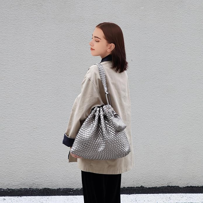 JINMANXUE Woven Purse for Women, Beach Hobo Shoulder Bag, Top-handle Tote Handbag, Shopper Underarm Satchel for Work Travel | Spacious Lightweight - Image 3