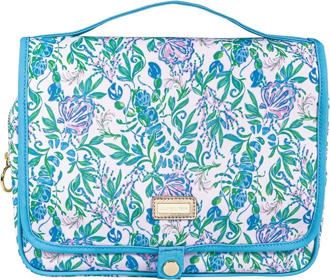 Lilly Pulitzer Travel Toiletry Bag with Handle, Pockets, and Zipper, Hanging Travel Organizer for Makeup and Toiletries, Just a Pinch - Image 2