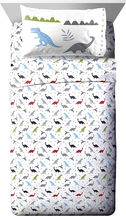 Trend Collector Dinosaur Twin Comforter Set 5 Piece Kids Bedding, Gray | Bed in a Bag, Comforter Sheets Sham Pillowcase, Official Brand, Soft Microfiber, Machine Washable, Easy Care, Boys Gift - Image 3