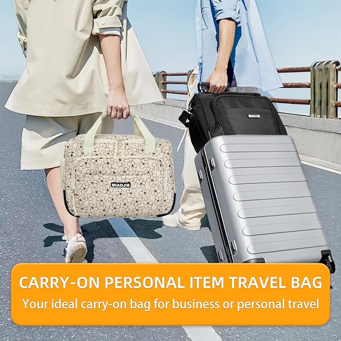 Underseat Carry On Luggage Lightweight Travel Tote Weekender Bag Overnight Duffle Bag for Travel, Travel Essentials Personal Item Travel Bag for Women, Corduroy Small Flower-16Inch - Image 7