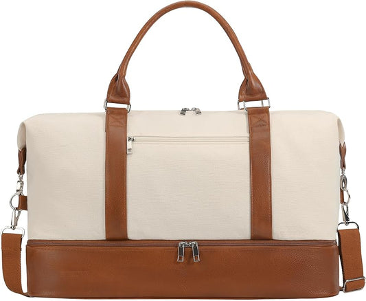 Women's Weekender bag Travel Duffel Bag with Shoe Compartment 21-inch Airline-Approved Carry-On, 2-Piece Overnight Bag Set Personal Item Luggage by GAYUAPEIABAG