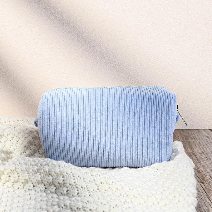 SOIDRAM 6PCS Bridesmaid Proposal Gifts Corduroy Blue makeup bag bulk for Wedding Party Favors Bachelorette party decorations Toiletry Organizer Bag Cosmetic Case Gift - Image 7