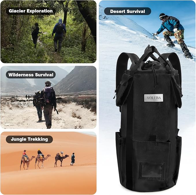 AOLEBA Arborist Rope Storage Bag Tree Climbing Rock Rope Bucket Backpack Rope Storage Bag Large Capacity 1680D Thicken Nylon Material with Hand Straps, Side Pockets - Image 8