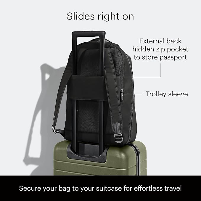 Away The Everywhere Zip Backpack - Personal Item Airline Approved Backpack with 16” Padded Laptop Sleeve, Water Bottle Pocket, Interior and Exterior Pockets - Fits Up to 16-Inch Laptops - Jet Black - Image 4