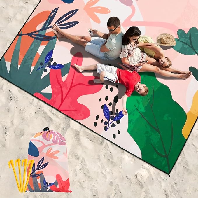 HIHOHO Beach Blanket Waterproof Sandproof Extra Large Beach Mat 79" X 83"/120"x108"for 1-8 Adults Quick Drying Durable Outdoor Picnic Mat for Beach Travel Camping Hiking - Image 6