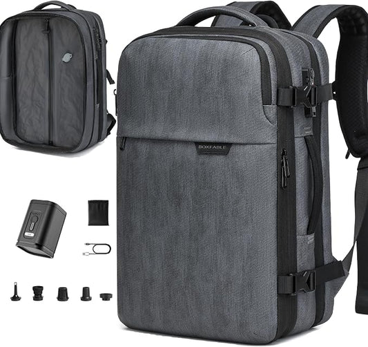 Vacuum Seal Travel Backpack 45L with Pump - Expandable Air Compression System, Water-Resistant Business TSA Lock, Laptop Backpack, Carry-On Suitcase Luggage, Gifts for Men by Unknown